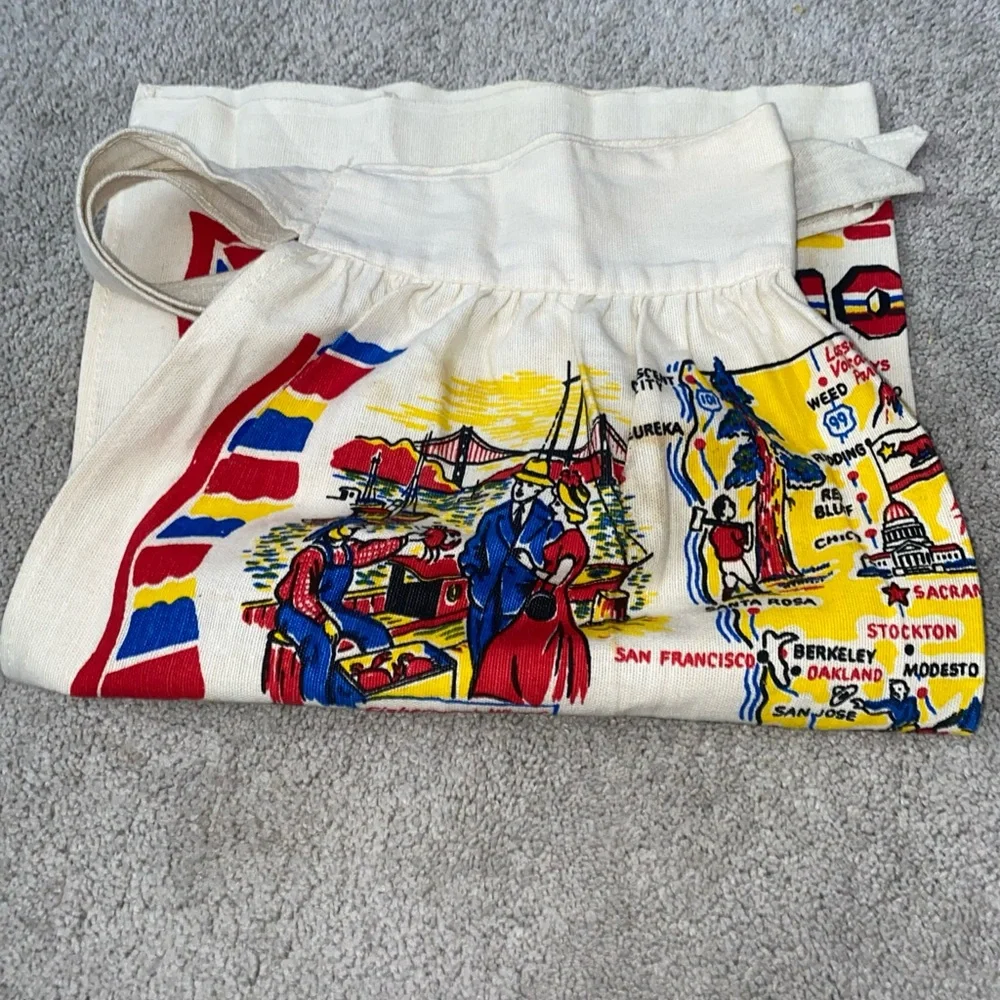 Vintage California State Half Waist‎ Apron Cotton Souvenir